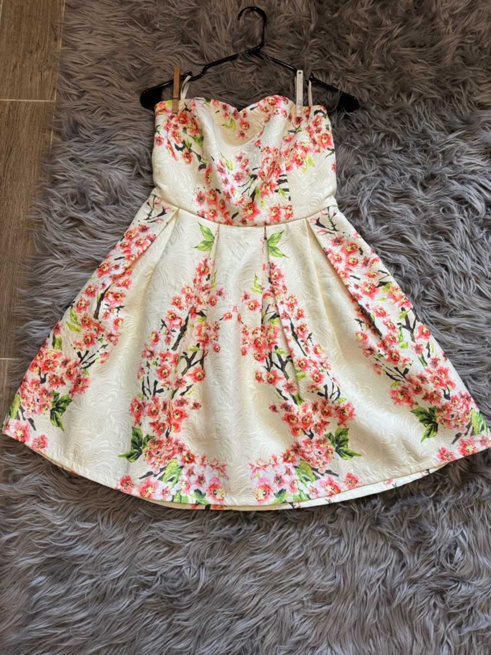 Ya Los Angeles strapless, floral cocktail dress